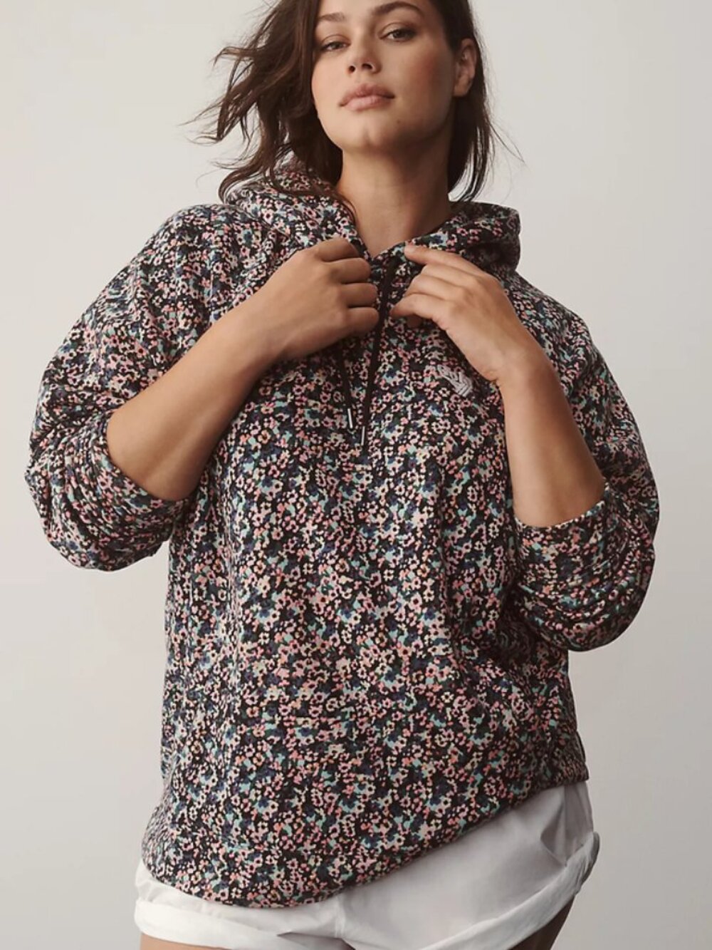 Gola x Anthropologie Hooded Sweatshirt Floral Printed Long Sleeve Pullover Top M